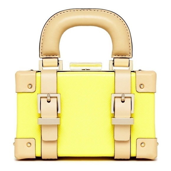Kate Spade Bag Mini Luggage Crossbody Go Fly A Kite Crosshatch Sunshine GUC